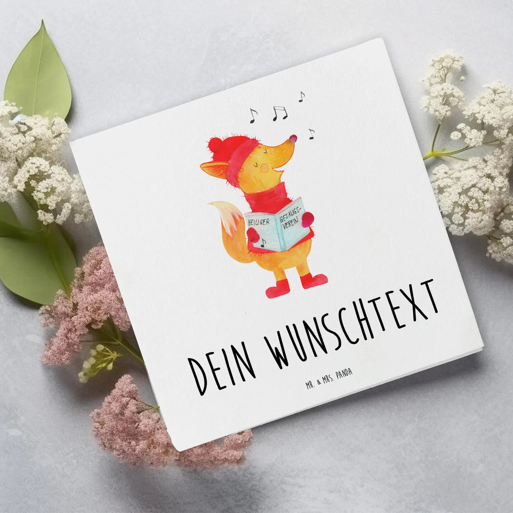 Personalisierte Deluxe Karte Fuchs Sänger Grußkarte als Geldgeschenk, Personalisiertere Klappkarte, Grußkarten personalisiert, Personalisierte Hochzeitskarte, Grußkarte mit Namen, Personalisierte Einladungskarte, Grußkarte mit persönlichen Nachrichten, Personalisierte Geburtstagskarte, Personalisierte Grußkarte, Personalisierte Glückwunschkarte, Personalisierte Karte, Grußkarte selbst gestalten, Grußkarte selber drucken, Winter, Weihnachten, Weihnachtsdeko, Nikolaus, Advent, Heiligabend, Wintermotiv, Füchse, Geschenk Sänger, Fuchs, Singen, Weihnachtslieder, Sänger