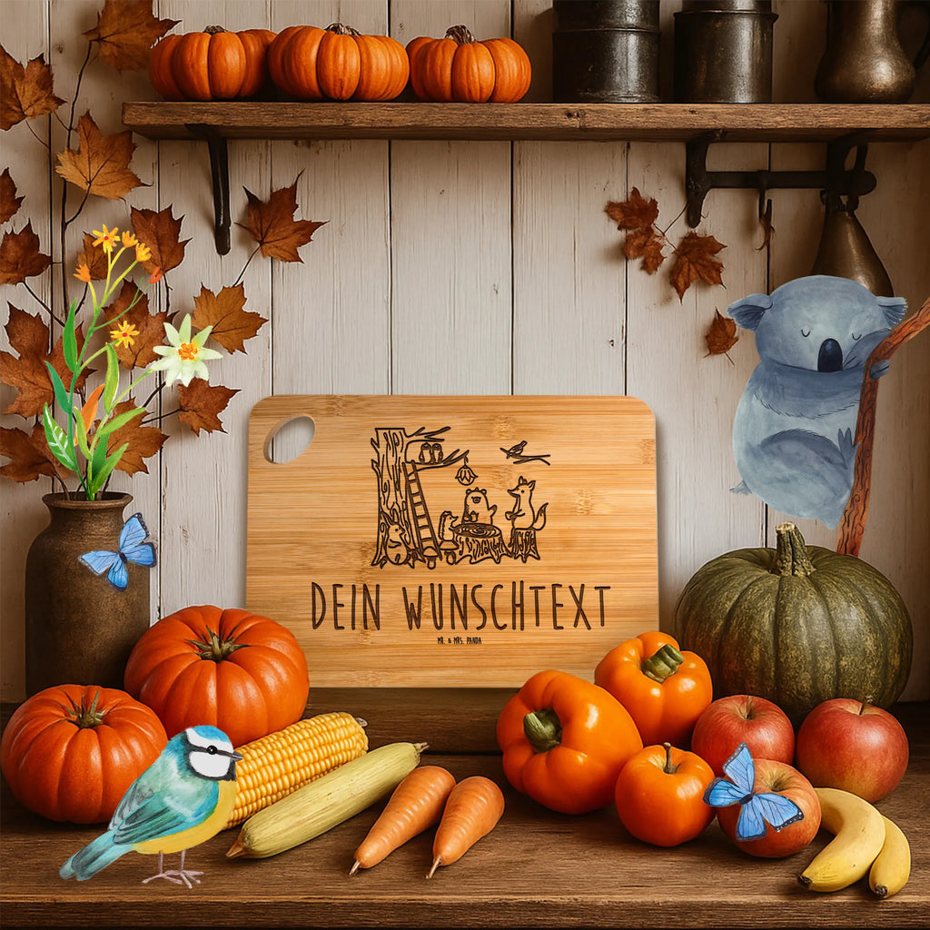 Personalized Cutting Board forest animals picnic small animals, cute, funny, cute animal motives, hand drawn, small world, funny sayings, good mood, happy, gifts, gift ideas, special gifts, animal lover, card, fox, forest, hare, mouse, picnic, squirrel, hedgehog, forest animals