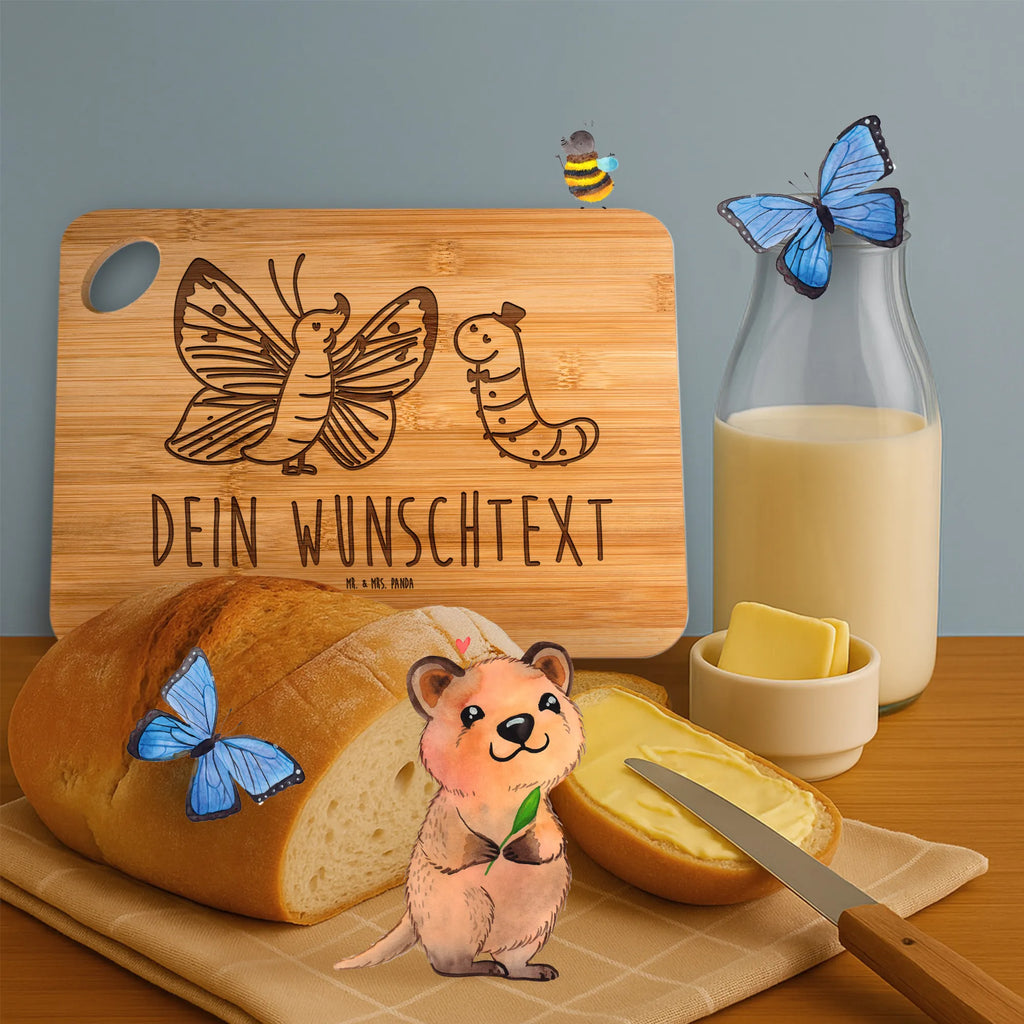 Personalized Cutting Board Caterpillar butterfly small animals, cute, funny, cute animal motives, hand drawn, small world, funny sayings, good mood, happy, gifts, gift ideas, special gifts, animal lover, card, development, hat, lemon butterfly, cocoon, Caterpillar, butterfly, growing up, beauty