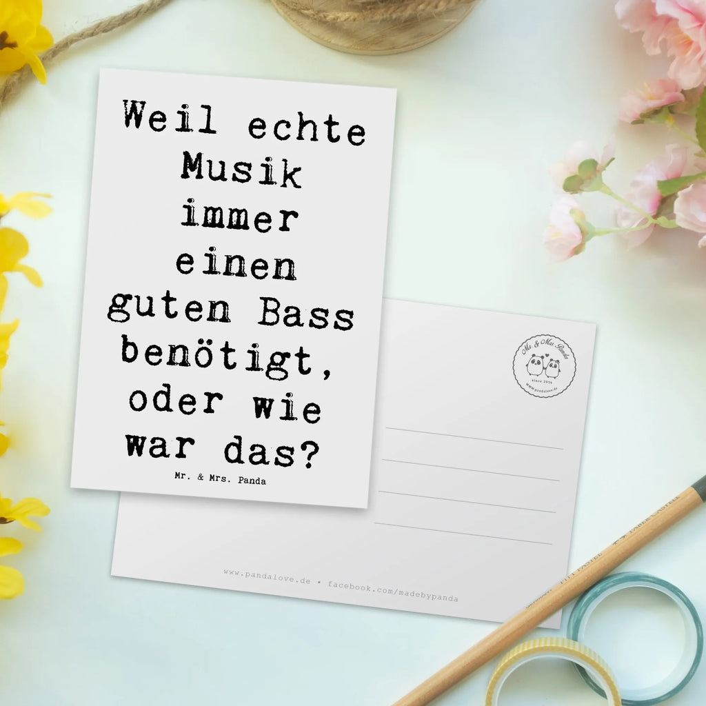 Postcard Saying Weil echte Musik immer einen guten Bass benötigt, oder wie war das? Postkarte, Karte, Geschenkkarte, Grußkarte, Einladung, Ansichtskarte, Geburtstagskarte, Einladungskarte, Dankeskarte, Ansichtskarten, Einladung Geburtstag, Einladungskarten Geburtstag, Instrumente, Geschenke Musiker, Musikliebhaber