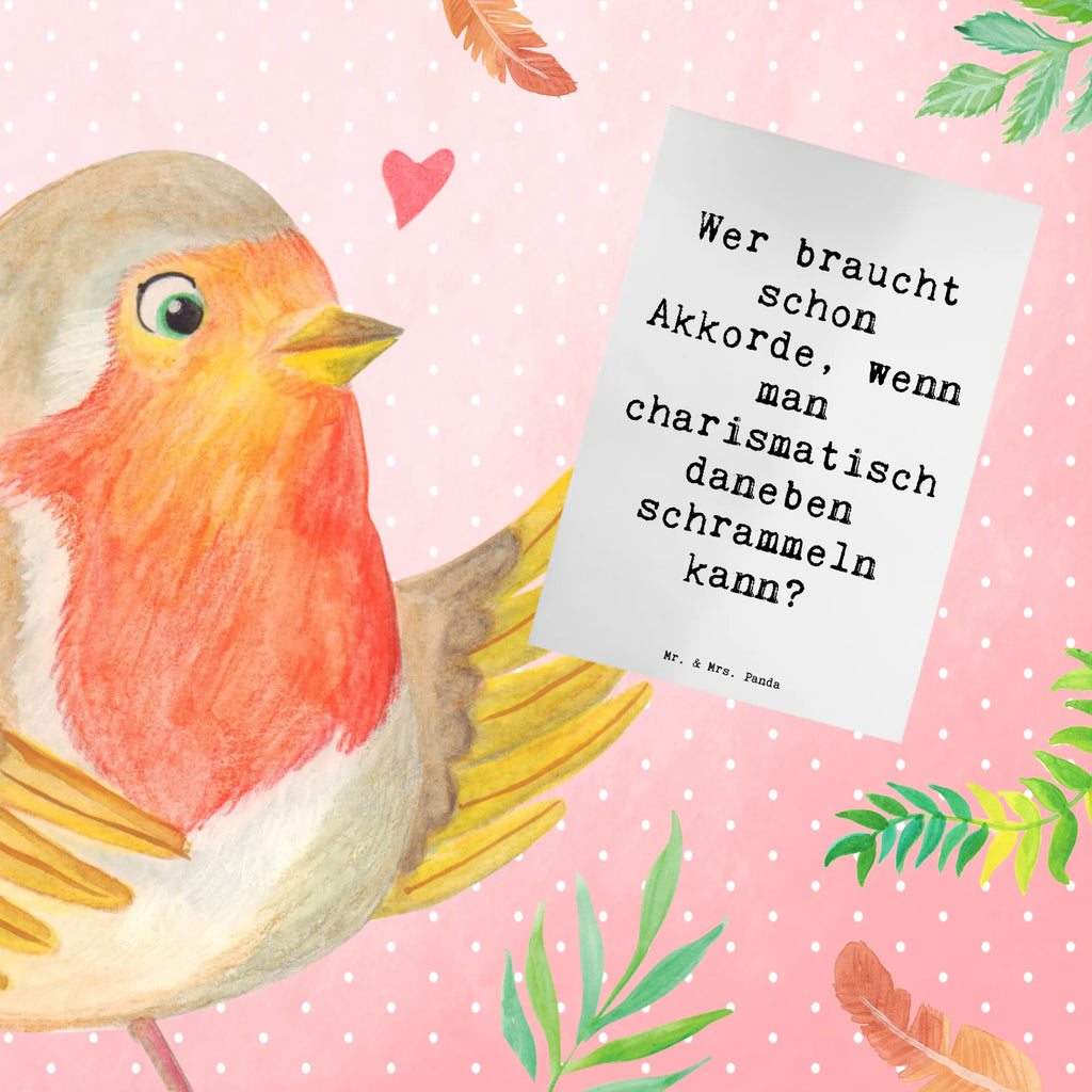 Greetings card Saying Wer braucht schon Akkorde, wenn man charismatisch daneben schrammeln kann? Karte, Geburtstagskarte, Ansichtskarten, Grußkarte, Klappkarte, Glückwunschkarte, Hochzeitskarte, Einladungskarte, Instrumente, Geschenke Musiker, Musikliebhaber