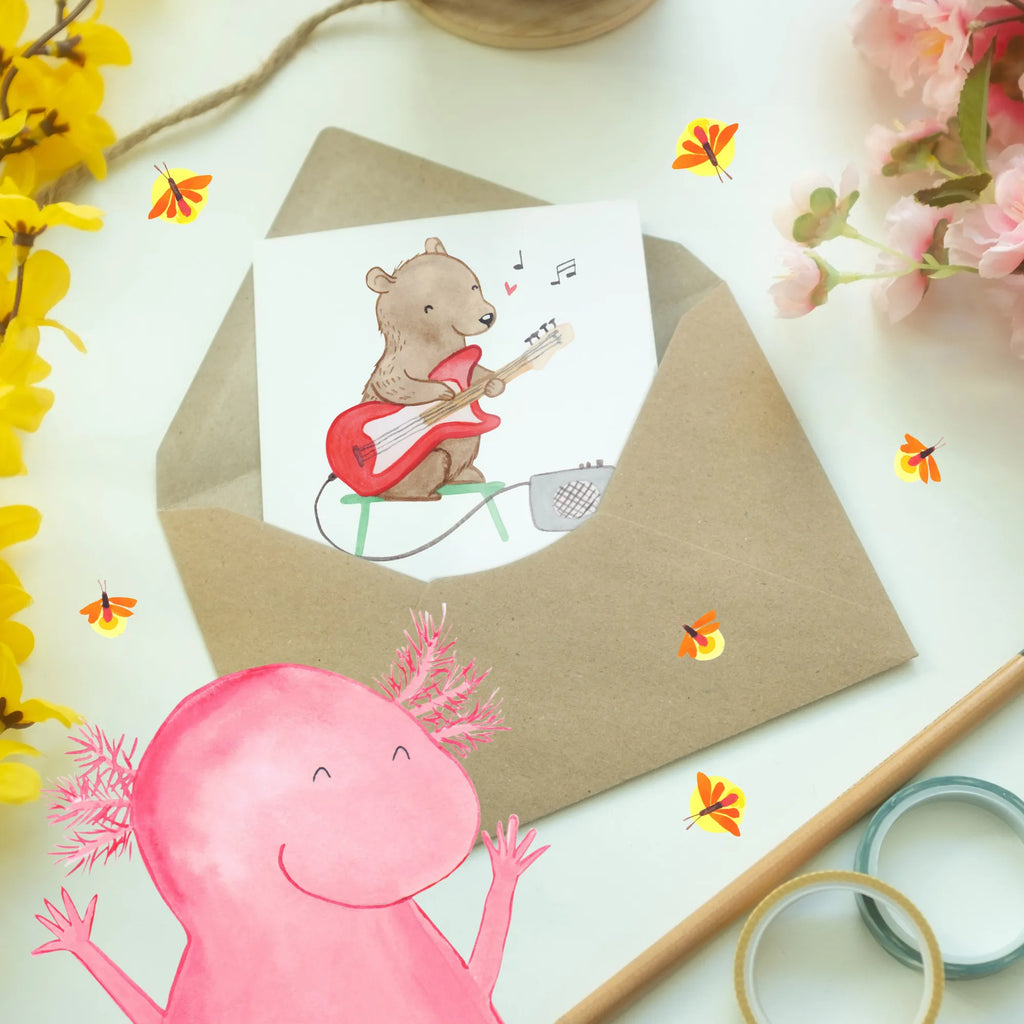 Greetings card Ja, meine Gitarre und ich sind unzertrennlich, vor allem weil sie mir am Knie klebt. Einladungskarte, Grußkarte, Glückwunschkarte, Karte, Ansichtskarten, Geburtstagskarte, Klappkarte, Hochzeitskarte, Instrumente, Geschenke Musiker, Musikliebhaber