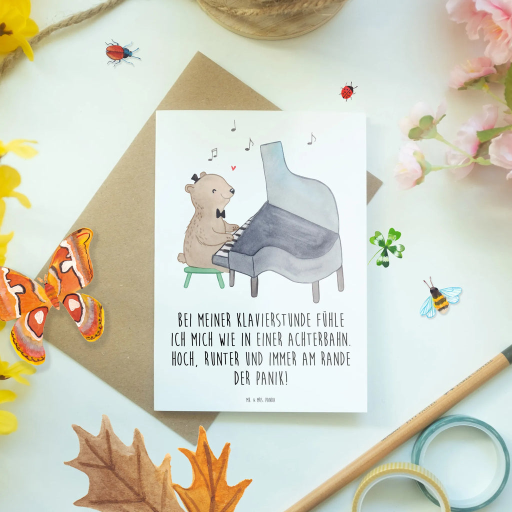 Greetings card Bei meiner Klavierstunde fühle ich mich wie in einer Achterbahn. Hoch, runter und immer am Rande der Panik! Geburtstagskarte, Klappkarte, Ansichtskarten, Glückwunschkarte, Einladungskarte, Grußkarte, Hochzeitskarte, Karte, Instrumente, Geschenke Musiker, Musikliebhaber