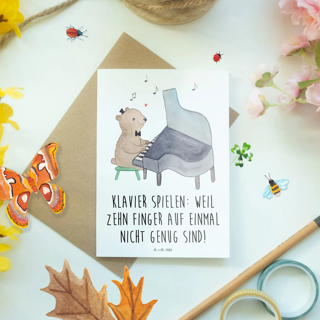 Greetings card Klavier spielen: Weil zehn Finger auf einmal nicht genug sind! Ansichtskarten, Karte, Hochzeitskarte, Geburtstagskarte, Klappkarte, Grußkarte, Glückwunschkarte, Einladungskarte, Instrumente, Geschenke Musiker, Musikliebhaber