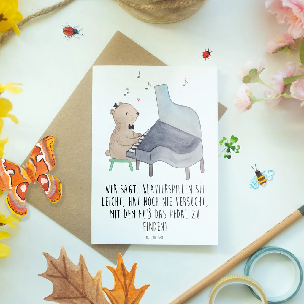 Greetings card Wer sagt, Klavierspielen sei leicht, hat noch nie versucht, mit dem Fuß das Pedal zu finden! Glückwunschkarte, Klappkarte, Grußkarte, Geburtstagskarte, Einladungskarte, Hochzeitskarte, Ansichtskarten, Karte, Instrumente, Geschenke Musiker, Musikliebhaber