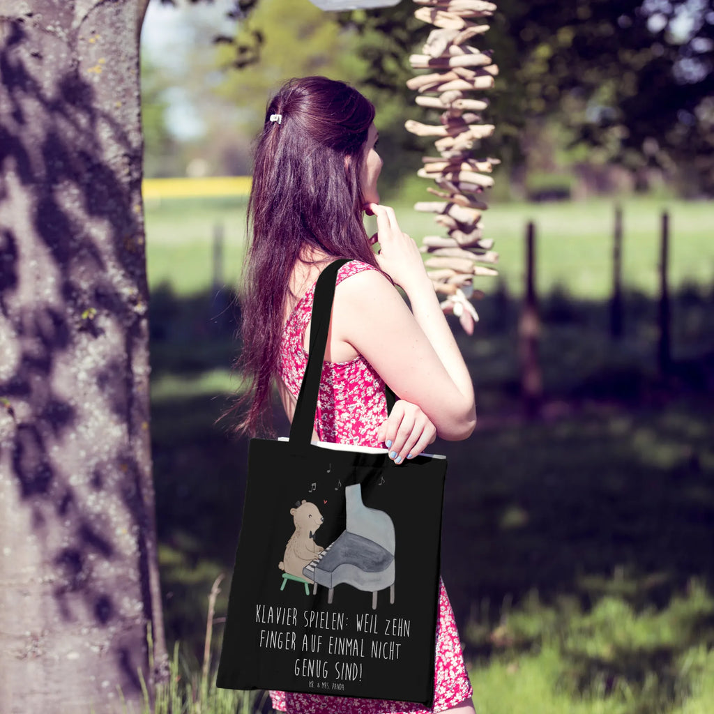 Tote bag Klavier spielen: Weil zehn Finger auf einmal nicht genug sind! Einkaufstasche, Shopper, Jutetasche, Stoffbeutel, Strandtasche, Tragetasche, Badetasche, Stofftasche, Laptoptasche, Tasche, Einkaufstüte, Umhängetasche, Schultertasche, Jutebeutel, Beuteltasche, Beutel, Instrumente, Geschenke Musiker, Musikliebhaber
