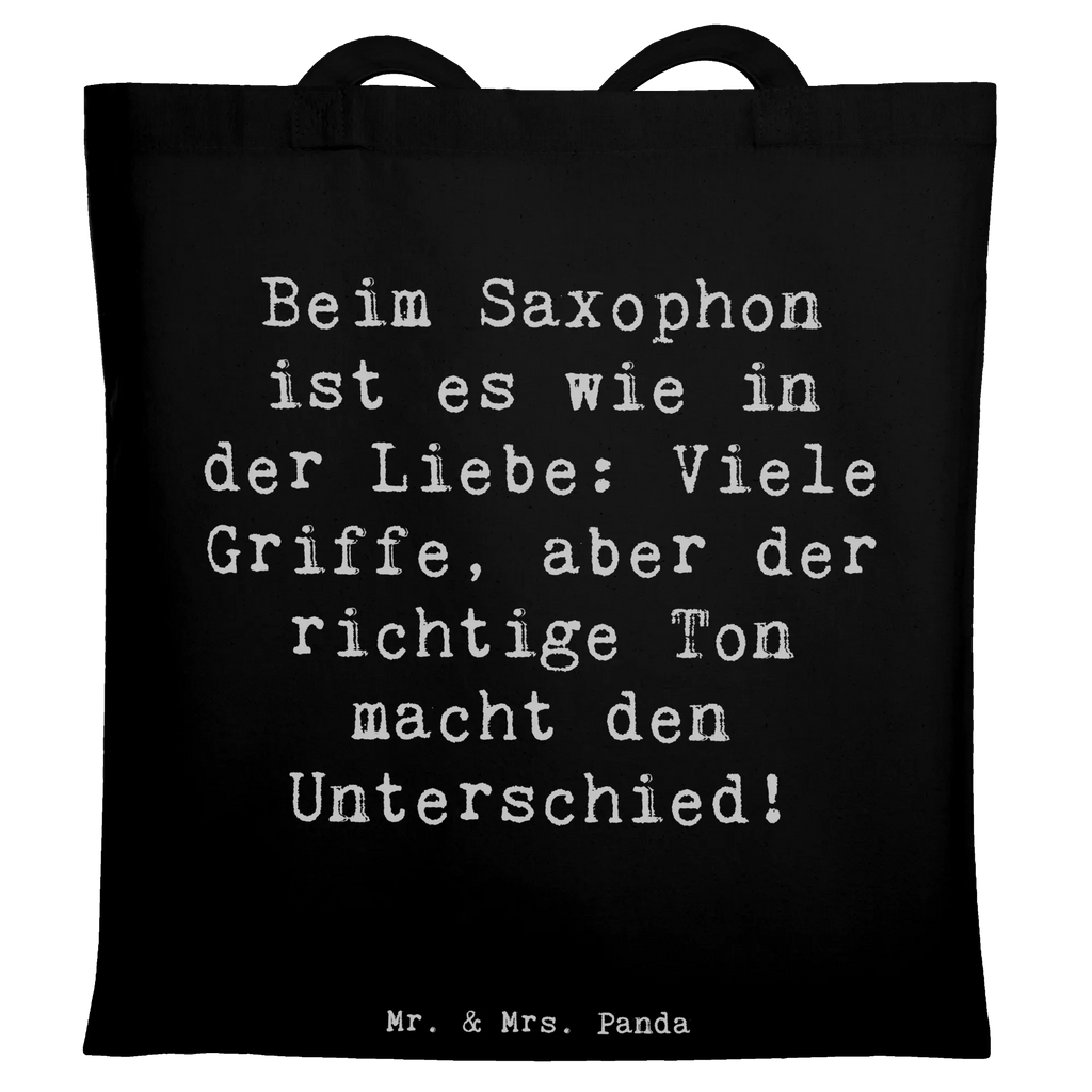 Tote bag Saying Beim Saxophon ist es wie in der Liebe: Viele Griffe, aber der richtige Ton macht den Unterschied! Shopper, Einkaufstasche, Umhängetasche, Einkaufstüte, Schultertasche, Stofftasche, Badetasche, Tasche, Beuteltasche, Jutebeutel, Beutel, Strandtasche, Stoffbeutel, Laptoptasche, Tragetasche, Jutetasche, Instrumente, Geschenke Musiker, Musikliebhaber