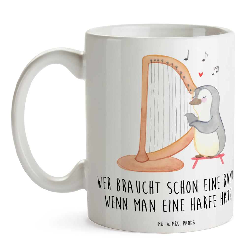 Mug Wer braucht schon eine Band, wenn man eine Harfe hat? Teetasse, Tasse, Tasse mit Motiven, Geschenktasse, Tasse mit Zitaten, Kaffeetasse, Keramiktasse, Bürotasse, Porzellantasse, Instrumente, Geschenke Musiker, Musikliebhaber