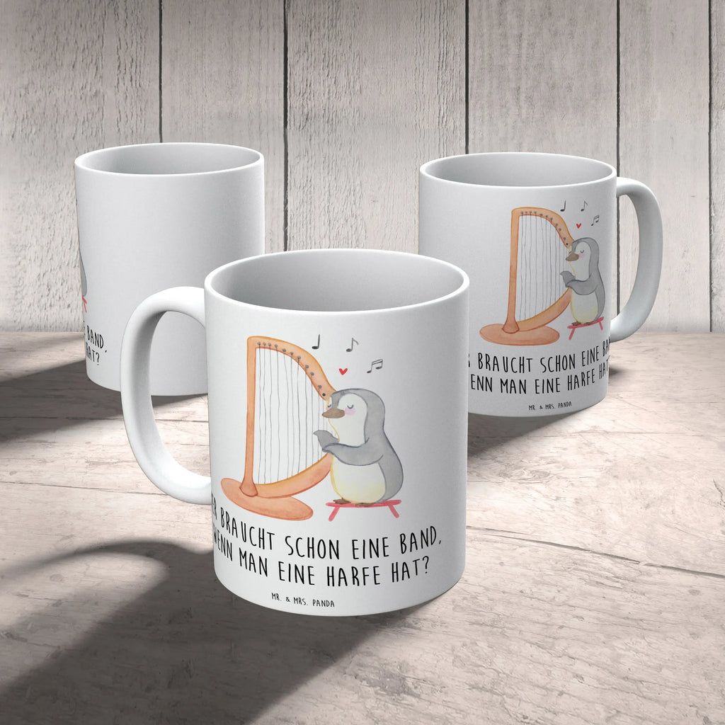 Mug Wer braucht schon eine Band, wenn man eine Harfe hat? Teetasse, Tasse, Tasse mit Motiven, Geschenktasse, Tasse mit Zitaten, Kaffeetasse, Keramiktasse, Bürotasse, Porzellantasse, Instrumente, Geschenke Musiker, Musikliebhaber
