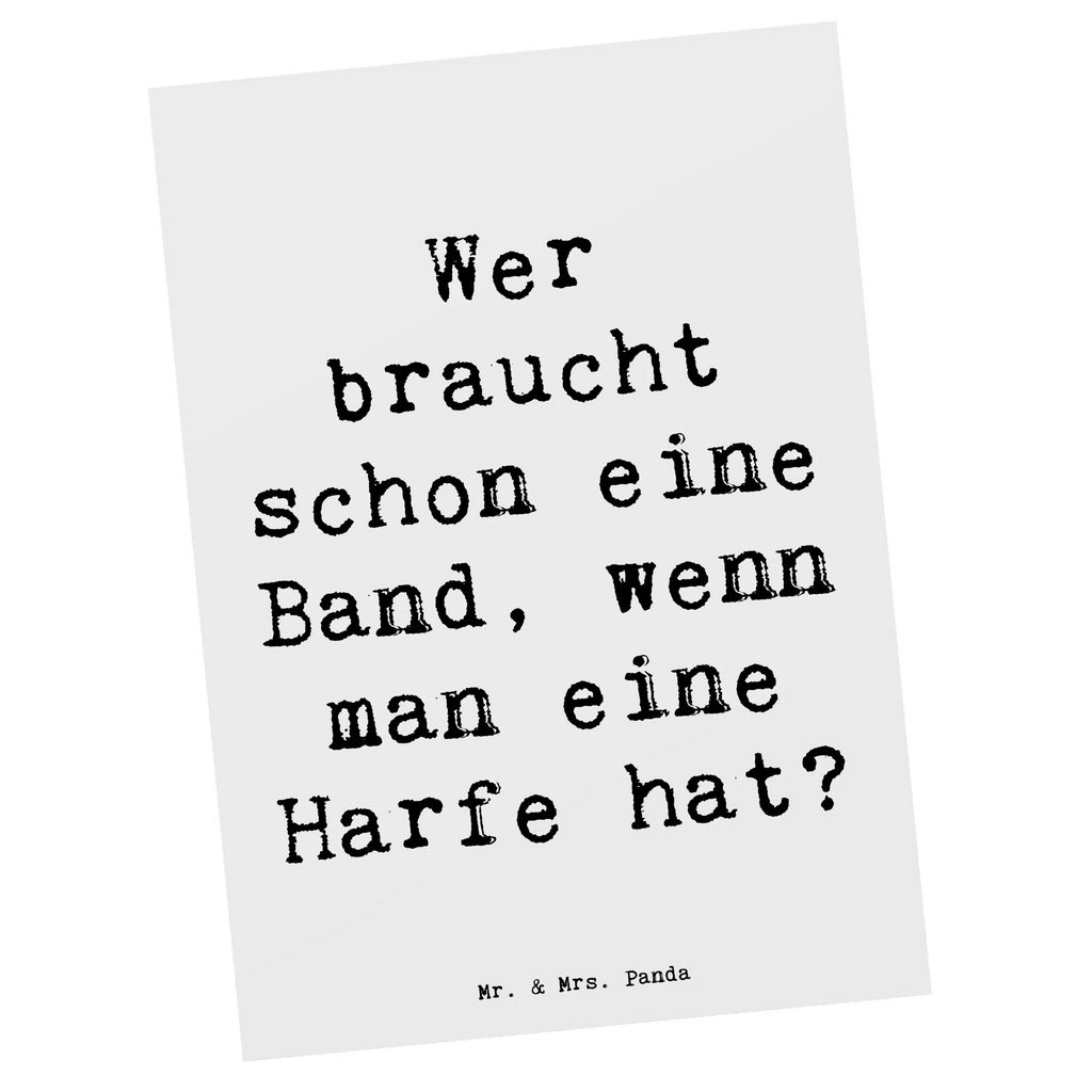 Postcard Saying Wer braucht schon eine Band, wenn man eine Harfe hat? Geburtstagskarte, Postkarte, Karte, Ansichtskarte, Ansichtskarten, Einladung, Geschenkkarte, Dankeskarte, Einladungskarten Geburtstag, Grußkarte, Einladungskarte, Einladung Geburtstag, Instrumente, Geschenke Musiker, Musikliebhaber