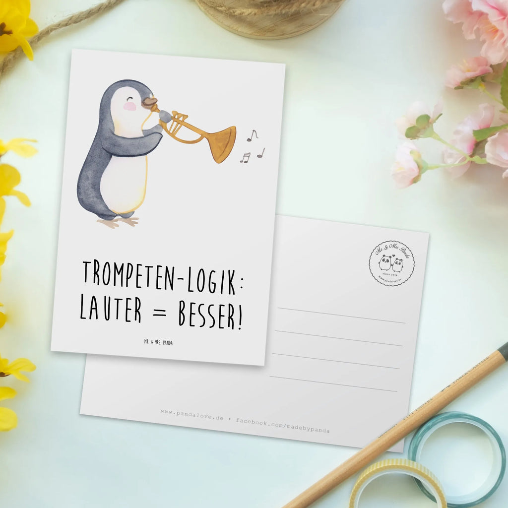 Postcard Trompeten-Logik: Lauter = Besser! Ansichtskarte, Einladung Geburtstag, Geburtstagskarte, Karte, Einladung, Dankeskarte, Grußkarte, Einladungskarte, Ansichtskarten, Postkarte, Einladungskarten Geburtstag, Geschenkkarte, Instrumente, Geschenke Musiker, Musikliebhaber
