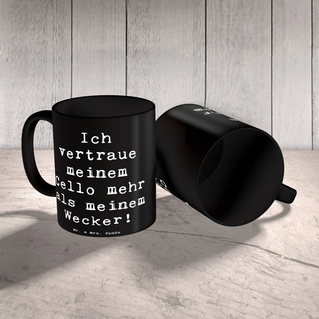 Mug Saying Ich vertraue meinem Cello mehr als meinem Wecker! Tasse mit Zitaten, Tasse mit Motiven, Kaffeetasse, Porzellantasse, Teetasse, Keramiktasse, Geschenktasse, Tasse, Bürotasse, Instrumente, Geschenke Musiker, Musikliebhaber
