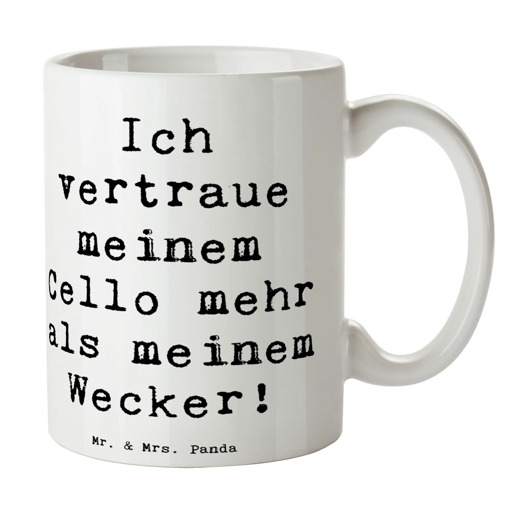 Mug Saying Ich vertraue meinem Cello mehr als meinem Wecker! Tasse mit Zitaten, Tasse mit Motiven, Kaffeetasse, Porzellantasse, Teetasse, Keramiktasse, Geschenktasse, Tasse, Bürotasse, Instrumente, Geschenke Musiker, Musikliebhaber