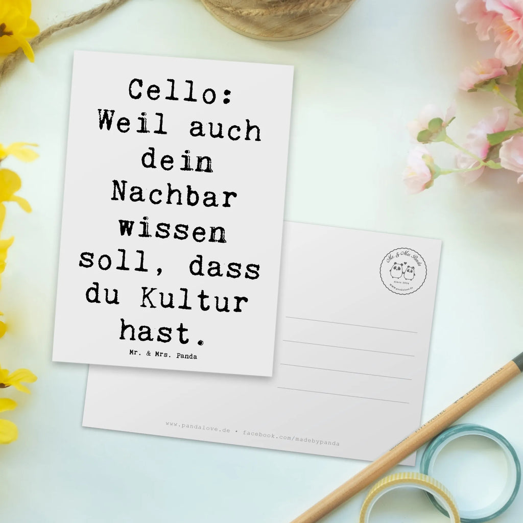 Postcard Saying Cello: Weil auch dein Nachbar wissen soll, dass du Kultur hast. Postkarte, Karte, Geschenkkarte, Grußkarte, Einladung, Ansichtskarte, Geburtstagskarte, Einladungskarte, Dankeskarte, Ansichtskarten, Einladung Geburtstag, Einladungskarten Geburtstag, Instrumente, Geschenke Musiker, Musikliebhaber