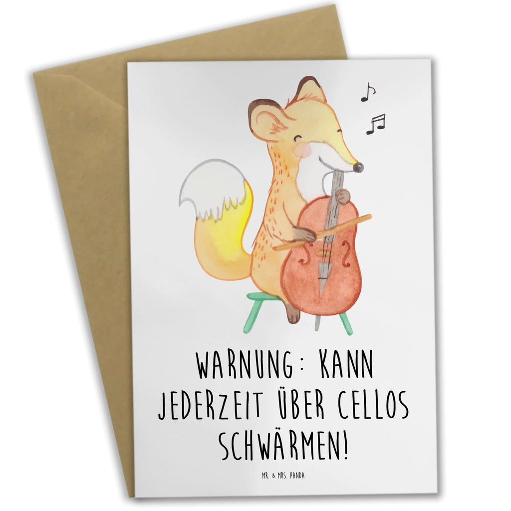 Greetings card Warnung: Kann jederzeit über Cellos schwärmen! Grußkarte, Klappkarte, Hochzeitskarte, Ansichtskarten, Karte, Einladungskarte, Glückwunschkarte, Geburtstagskarte, Instrumente, Geschenke Musiker, Musikliebhaber