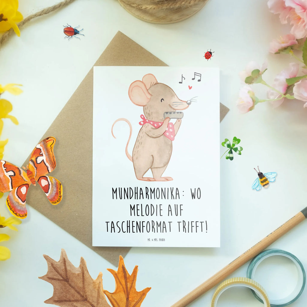 Greetings card Mundharmonika: Wo Melodie auf Taschenformat trifft! Einladungskarte, Klappkarte, Karte, Geburtstagskarte, Ansichtskarten, Grußkarte, Hochzeitskarte, Glückwunschkarte, Instrumente, Geschenke Musiker, Musikliebhaber