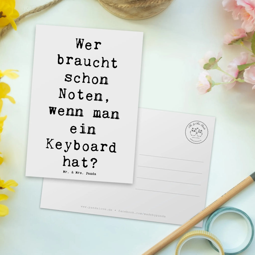 Postcard Saying Wer braucht schon Noten, wenn man ein Keyboard hat? Einladungskarte, Einladung, Grußkarte, Ansichtskarten, Ansichtskarte, Geschenkkarte, Karte, Einladungskarten Geburtstag, Geburtstagskarte, Postkarte, Einladung Geburtstag, Dankeskarte, Instrumente, Geschenke Musiker, Musikliebhaber