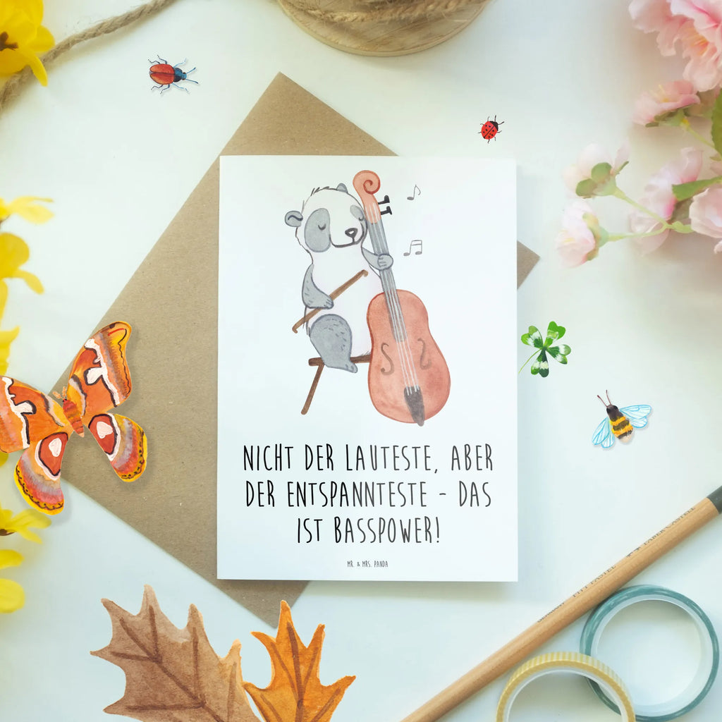 Greetings card Nicht der Lauteste, aber der Entspannteste - Das ist Basspower! Ansichtskarten, Hochzeitskarte, Grußkarte, Karte, Geburtstagskarte, Einladungskarte, Klappkarte, Glückwunschkarte, Instrumente, Geschenke Musiker, Musikliebhaber