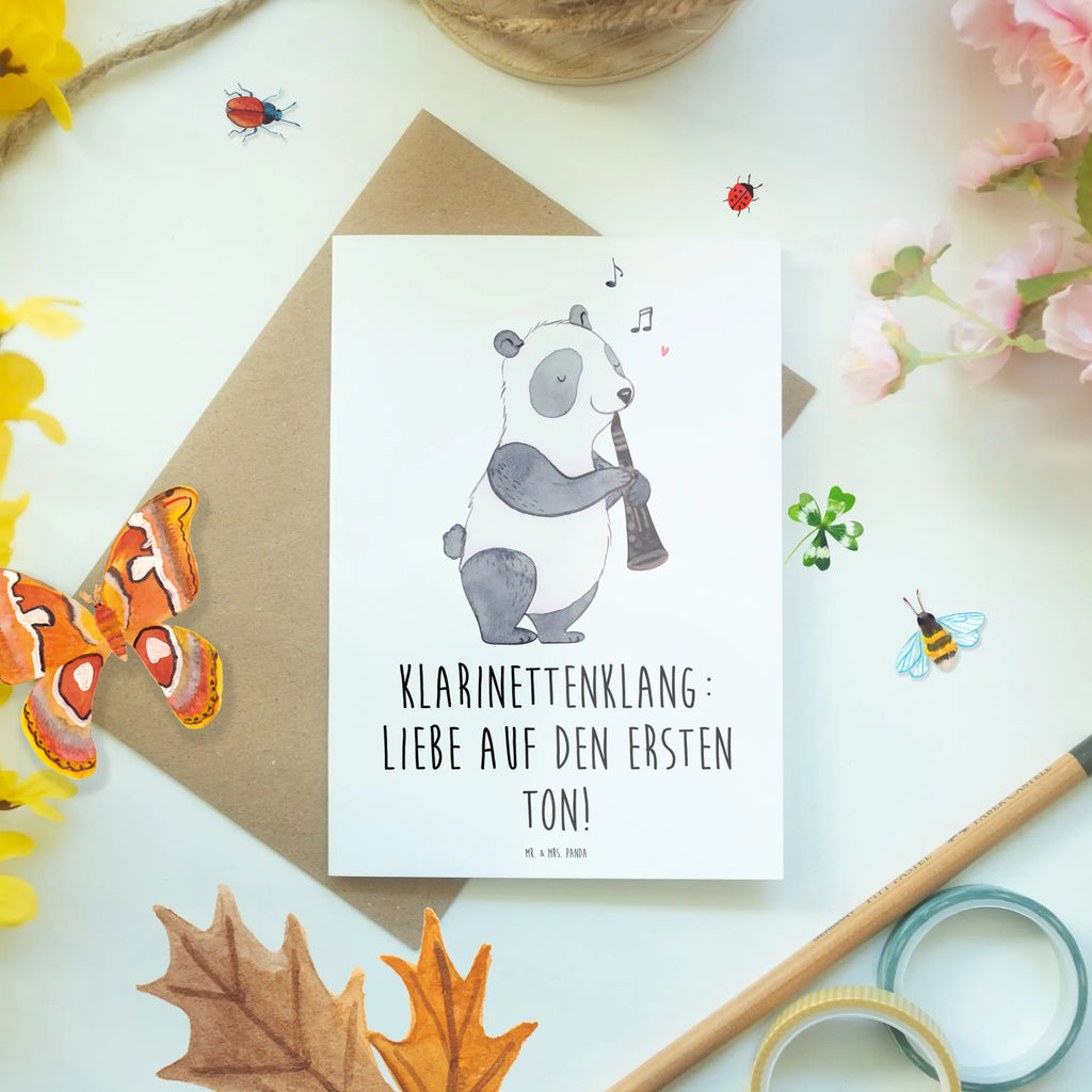 Greetings card Klarinettenklang: Liebe auf den ersten Ton! Einladungskarte, Glückwunschkarte, Geburtstagskarte, Karte, Grußkarte, Ansichtskarten, Hochzeitskarte, Klappkarte, Instrumente, Geschenke Musiker, Musikliebhaber
