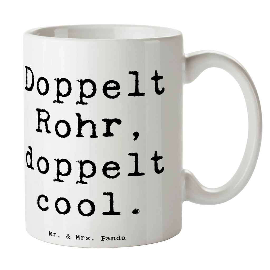 Mug Saying Doppelt Rohr, doppelt cool. Keramiktasse, Kaffeetasse, Bürotasse, Teetasse, Tasse mit Zitaten, Tasse mit Motiven, Porzellantasse, Tasse, Geschenktasse, Instrumente, Geschenke Musiker, Musikliebhaber