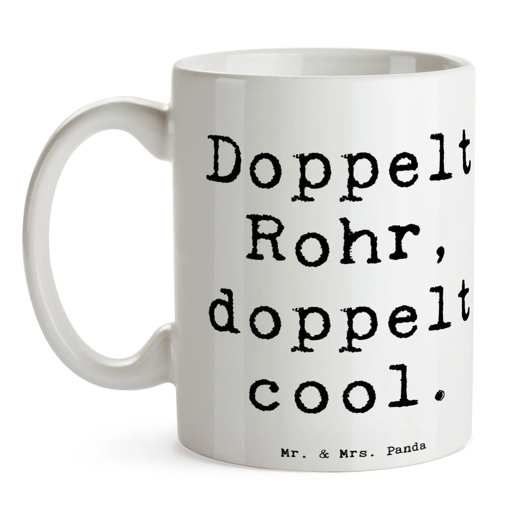 Mug Saying Doppelt Rohr, doppelt cool. Keramiktasse, Kaffeetasse, Bürotasse, Teetasse, Tasse mit Zitaten, Tasse mit Motiven, Porzellantasse, Tasse, Geschenktasse, Instrumente, Geschenke Musiker, Musikliebhaber