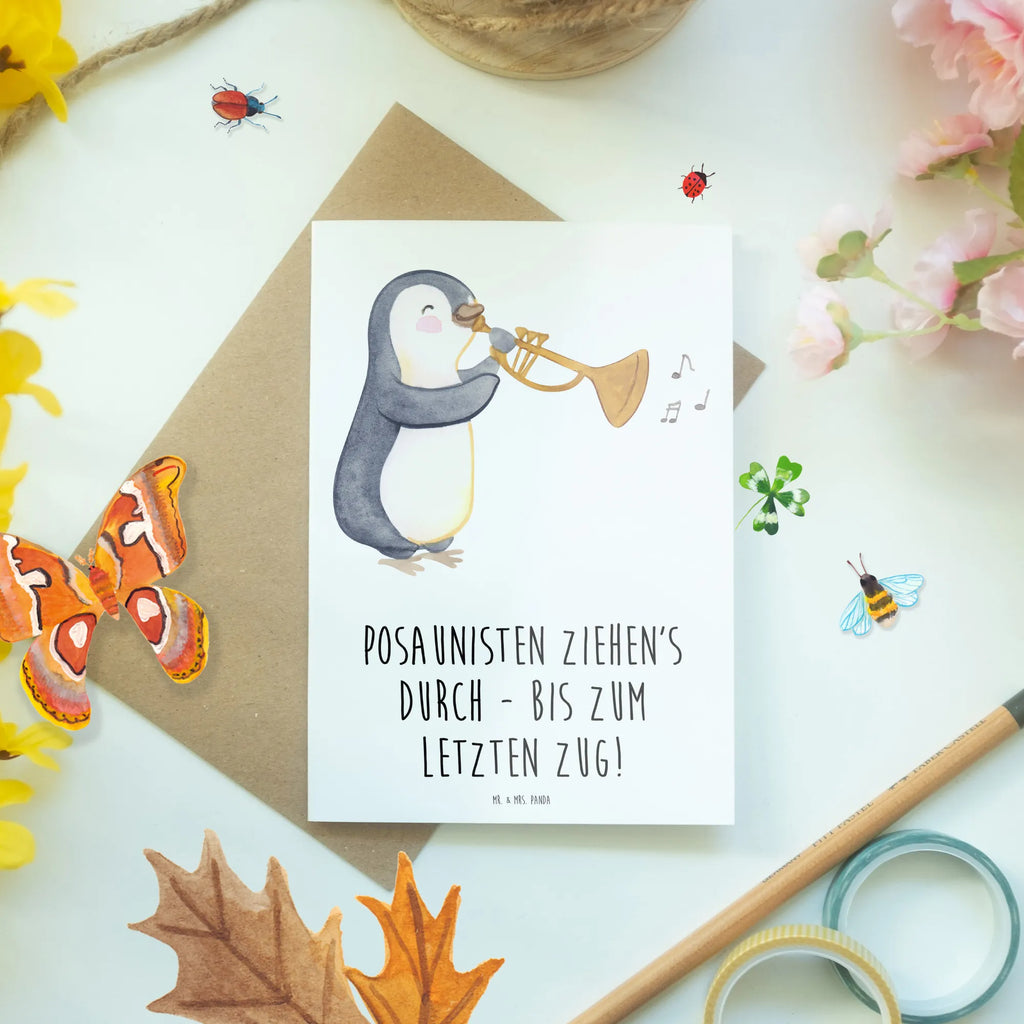 Grußkarte Trombone Durchzieher Hochzeitskarte, Grußkarte, Geburtstagskarte, Karte, Ansichtskarten, Klappkarte, Glückwunschkarte, Einladungskarte, Instrumente, Geschenke Musiker, Musikliebhaber