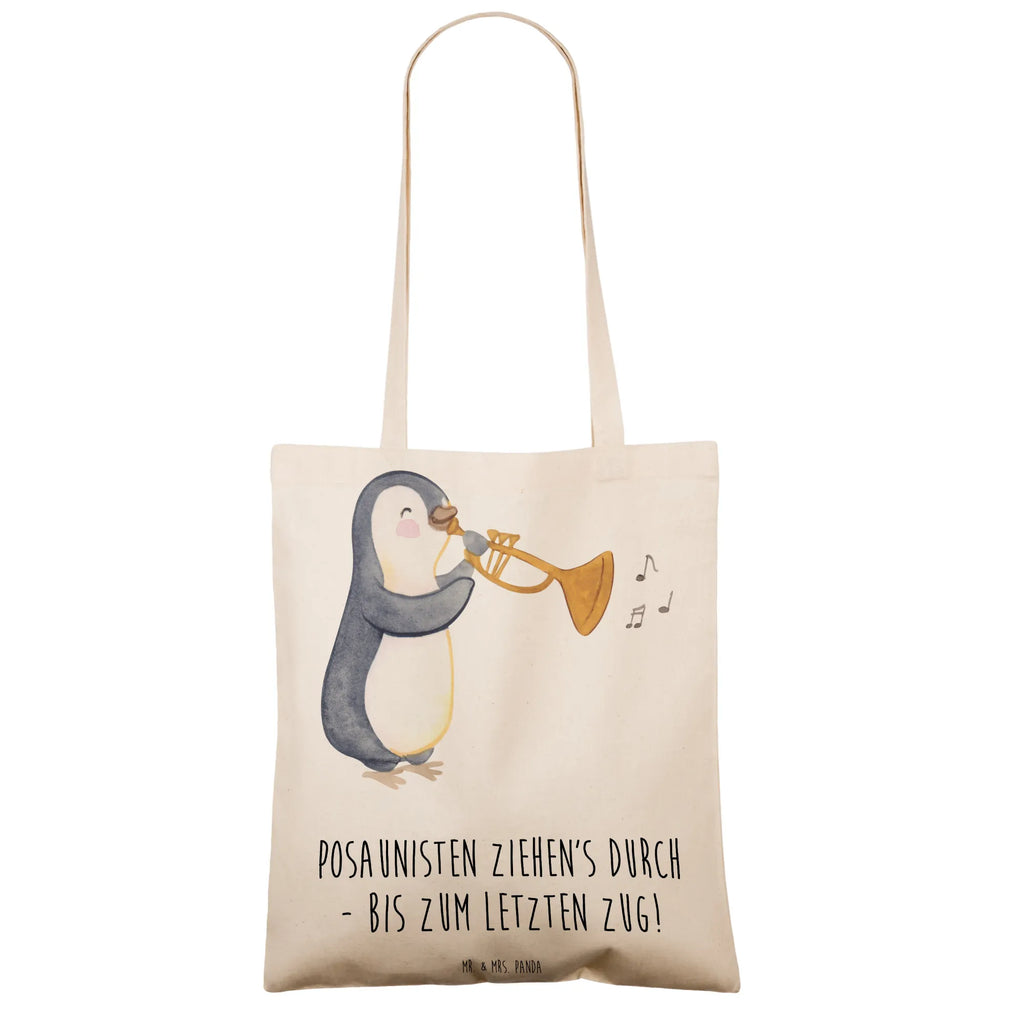 Tote bag Posaunisten ziehen's durch - bis zum letzten Zug! Strandtasche, Tragetasche, Tasche, Einkaufstasche, Beutel, Beuteltasche, Stoffbeutel, Schultertasche, Stofftasche, Jutebeutel, Einkaufstüte, Badetasche, Laptoptasche, Jutetasche, Shopper, Umhängetasche, Instrumente, Geschenke Musiker, Musikliebhaber
