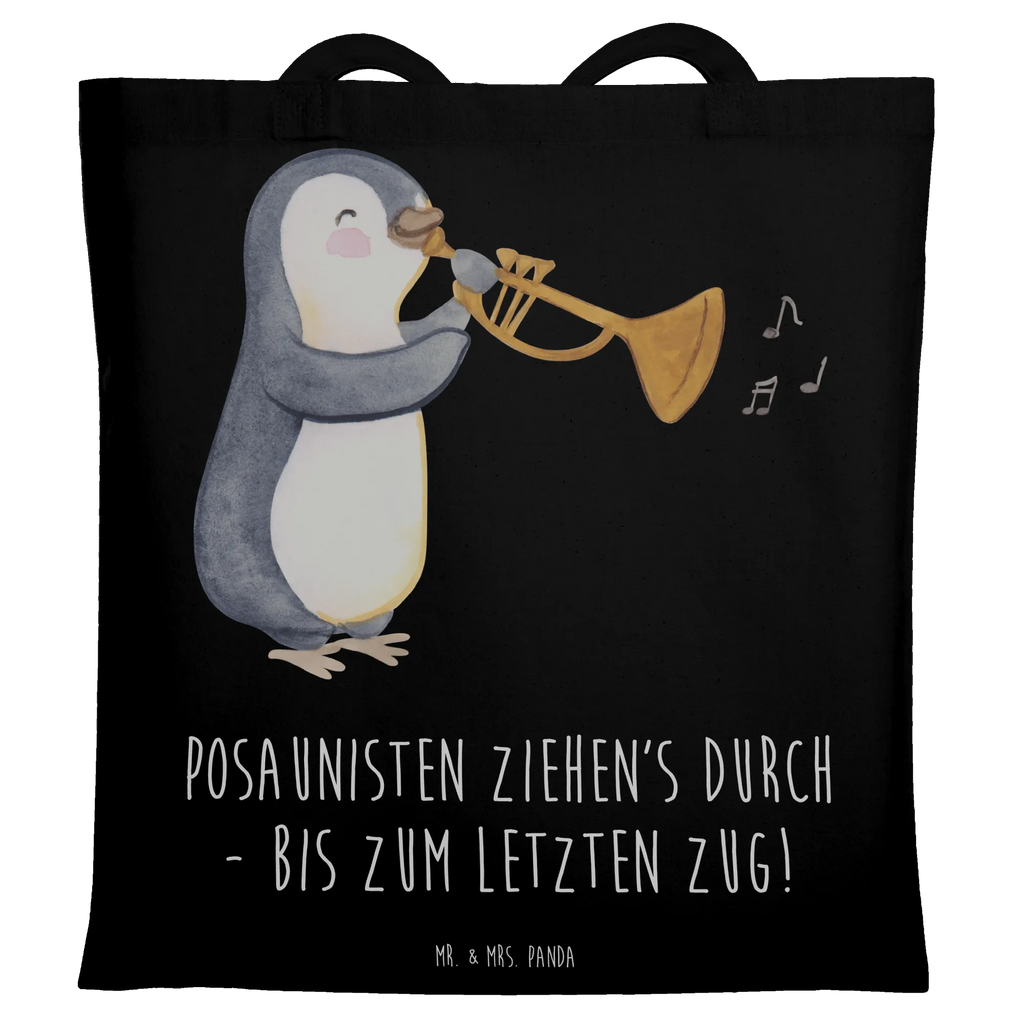 Tote bag Posaunisten ziehen's durch - bis zum letzten Zug! Strandtasche, Tragetasche, Tasche, Einkaufstasche, Beutel, Beuteltasche, Stoffbeutel, Schultertasche, Stofftasche, Jutebeutel, Einkaufstüte, Badetasche, Laptoptasche, Jutetasche, Shopper, Umhängetasche, Instrumente, Geschenke Musiker, Musikliebhaber