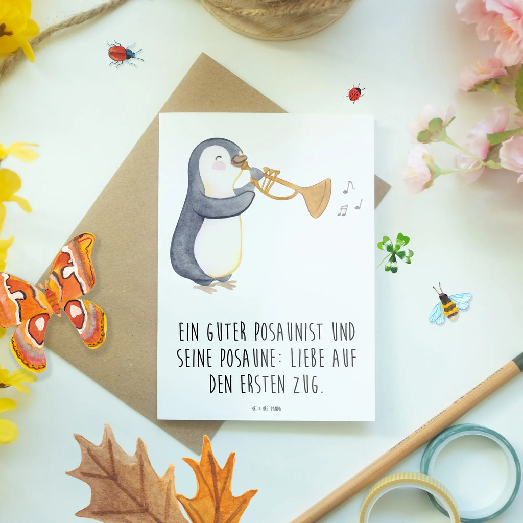 Grußkarte Posaune Liebe Grußkarte, Karte, Glückwunschkarte, Klappkarte, Ansichtskarten, Geburtstagskarte, Einladungskarte, Hochzeitskarte, Instrumente, Geschenke Musiker, Musikliebhaber