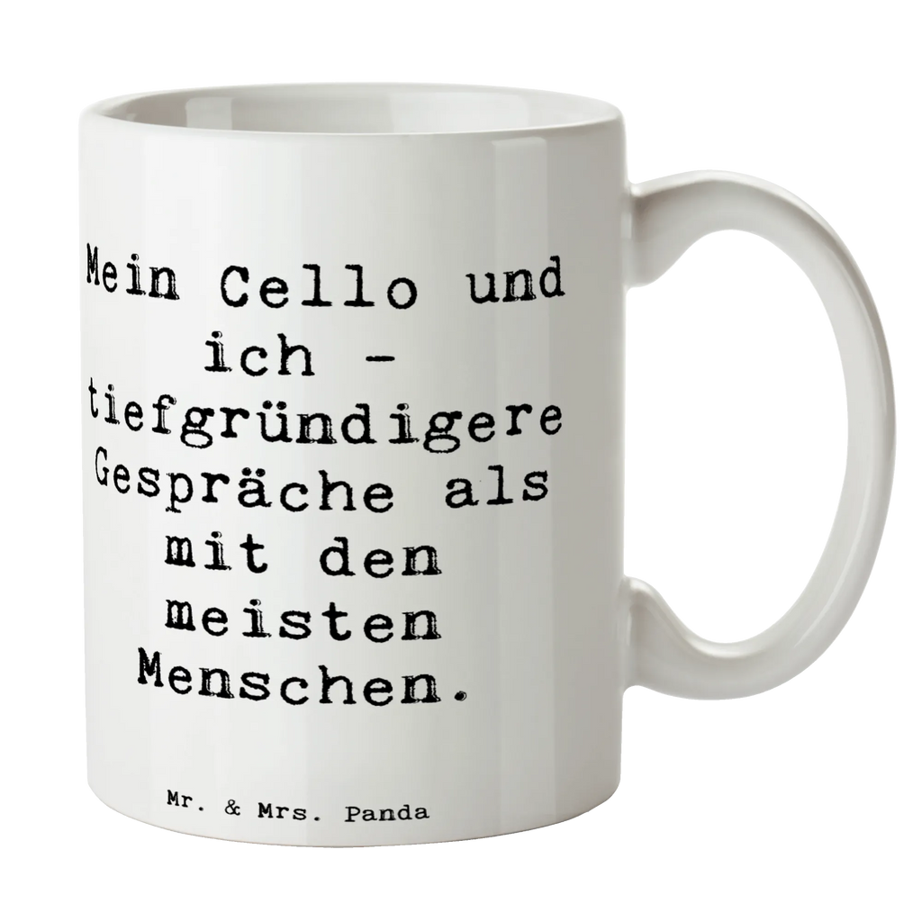 Tasse Spruch Violoncello Gespräche Tasse mit Motiven, Keramiktasse, Porzellantasse, Tasse, Kaffeetasse, Tasse mit Zitaten, Geschenktasse, Teetasse, Bürotasse, Instrumente, Geschenke Musiker, Musikliebhaber