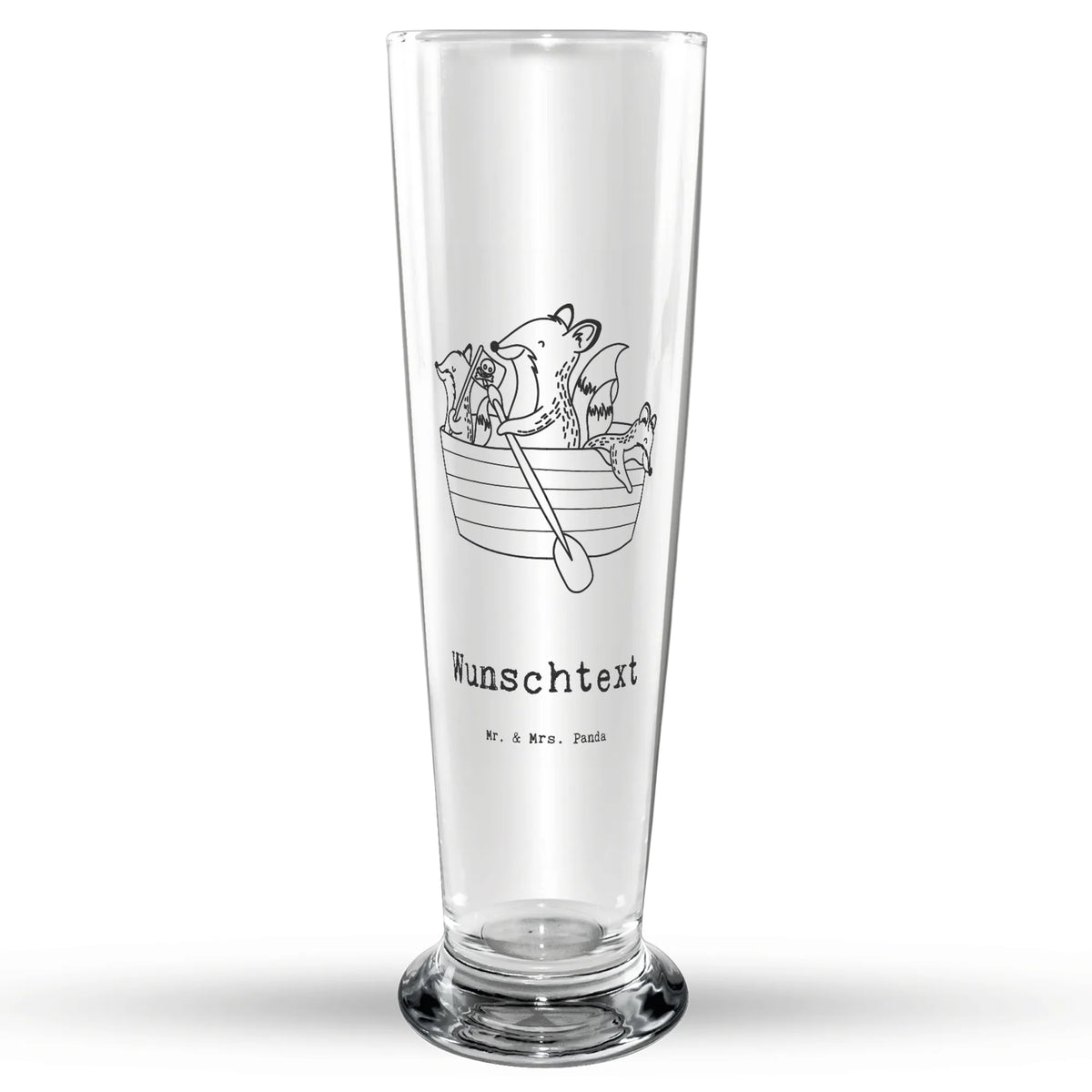 Personalized Beer Glass Fox Canoeing