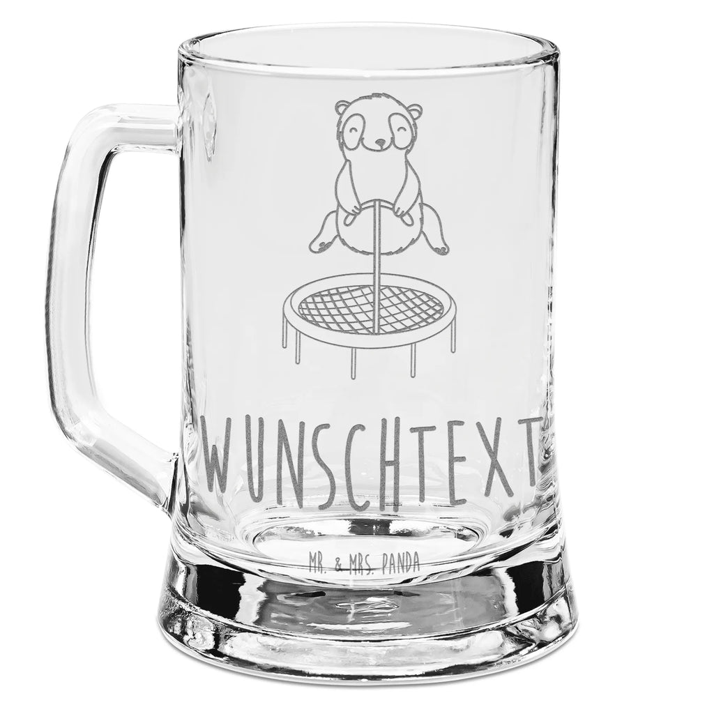 Personalizowany kufel do piwa z grawerem Panda skakanie na trampolinie Prezent, Sport, Dyscyplina sportowa, Hobby, Darować, Dziękuję, Dzięki, Wyróżnienie, Wygrana, Sportowiec
