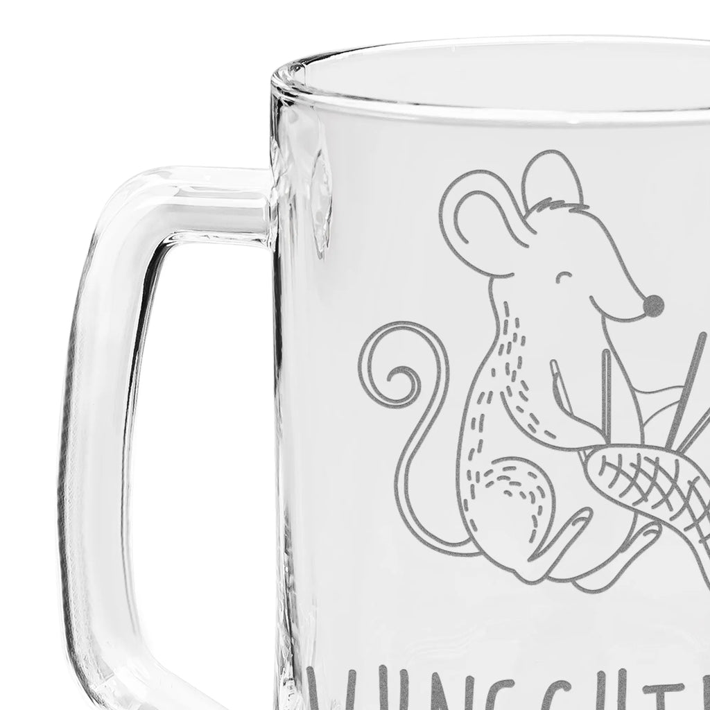 Personalized Engraved Beer Mug Mouse Knit Gift, sport, hobby, giving, thank you, award, profit, athlete, DIY, Knitting
