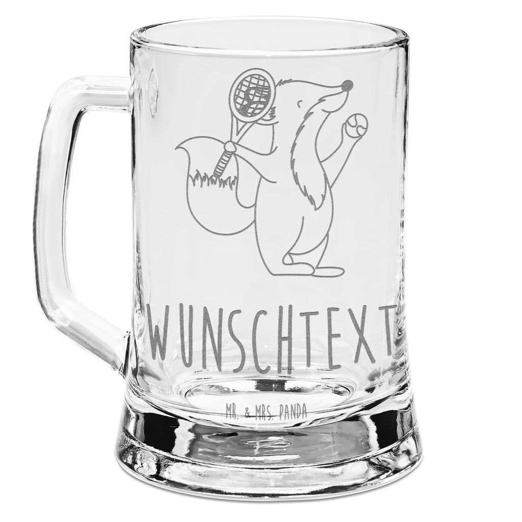 Personalized Engraved Beer Mug Fox play tennis Gift, sport, hobby, giving, thank you, award, profit, athlete, tennis club, tennis tournament, Playing tennis, ball sport