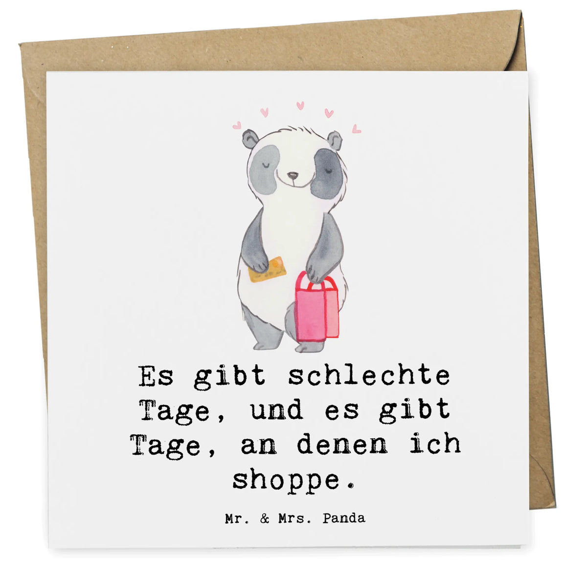 Deluxe Karte Panda Shopping Grußkarte, Glückwunschkarte, faltkarte, Klappkarte, doppelkarte, anlasskarte, Sportart, Hobby, Danke, Dankeschön, Geschenk, Auszeichnung, Gewinn, Sportler, Schenken, Sport, Shoppen, Einkaufen, Shopping