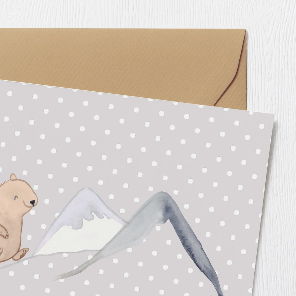 Deluxe Card bear Rockclimbing Klappkarte, Geburtstagskarte, Karte, Glückwunschkarte, Hochwertige Grußkarte, Hochzeitskarte, Hochwertige Klappkarte, Grußkarte, Einladungskarte, Geschenk, Sport, Sportart, Hobby, Schenken, Danke, Dankeschön, Auszeichnung, Gewinn, Sportler, Alpinismus, Alpinwandern, wandern, Trekking, Bergsteigen, Bergsport