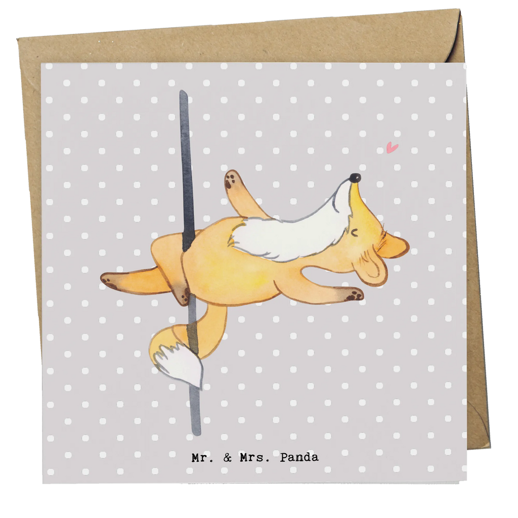 Deluxe Card Fox Pole Dance Klappkarte, Hochzeitskarte, Glückwunschkarte, Hochwertige Klappkarte, Einladungskarte, Karte, Grußkarte, Hochwertige Grußkarte, Geburtstagskarte, Geschenk, Sport, Sportart, Hobby, Schenken, Danke, Dankeschön, Auszeichnung, Gewinn, Sportler, Pole Dance, Tanzen, Tanz