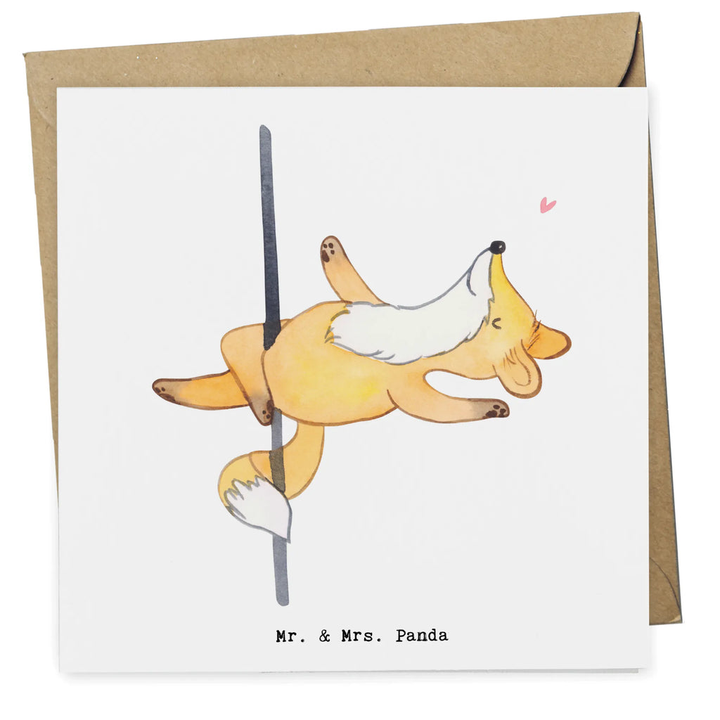 Deluxe Card Fox Pole Dance Klappkarte, Hochzeitskarte, Glückwunschkarte, Hochwertige Klappkarte, Einladungskarte, Karte, Grußkarte, Hochwertige Grußkarte, Geburtstagskarte, Geschenk, Sport, Sportart, Hobby, Schenken, Danke, Dankeschön, Auszeichnung, Gewinn, Sportler, Pole Dance, Tanzen, Tanz
