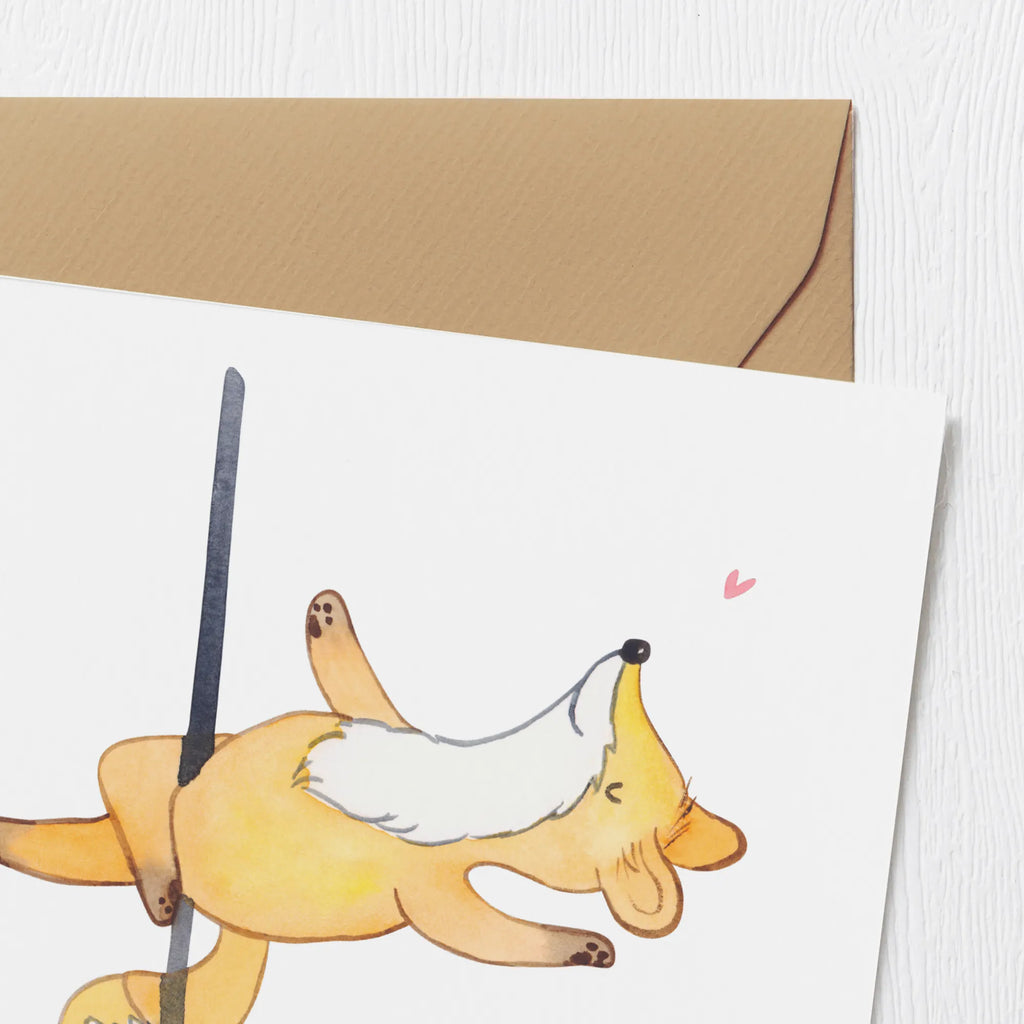 Deluxe Card Fox Pole Dance Klappkarte, Hochzeitskarte, Glückwunschkarte, Hochwertige Klappkarte, Einladungskarte, Karte, Grußkarte, Hochwertige Grußkarte, Geburtstagskarte, Geschenk, Sport, Sportart, Hobby, Schenken, Danke, Dankeschön, Auszeichnung, Gewinn, Sportler, Pole Dance, Tanzen, Tanz