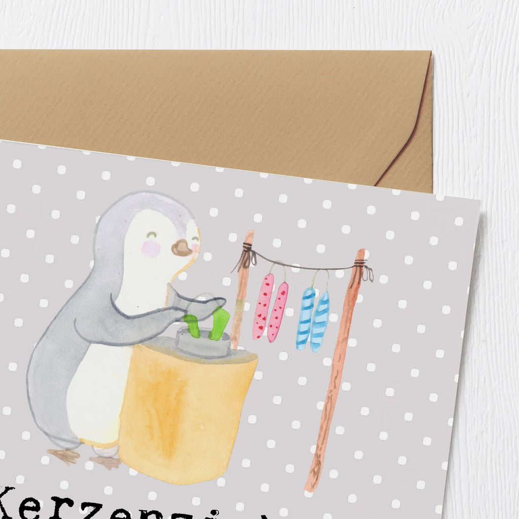 Deluxe Card penguin candle making Hochwertige Grußkarte, Karte, Hochzeitskarte, Hochwertige Klappkarte, Glückwunschkarte, Klappkarte, Geburtstagskarte, Einladungskarte, Grußkarte, Geschenk, Sport, Sportart, Hobby, Schenken, Danke, Dankeschön, Auszeichnung, Gewinn, Sportler, Kerzen ziehen. DIY, Deko basteln, Kerzenziehen