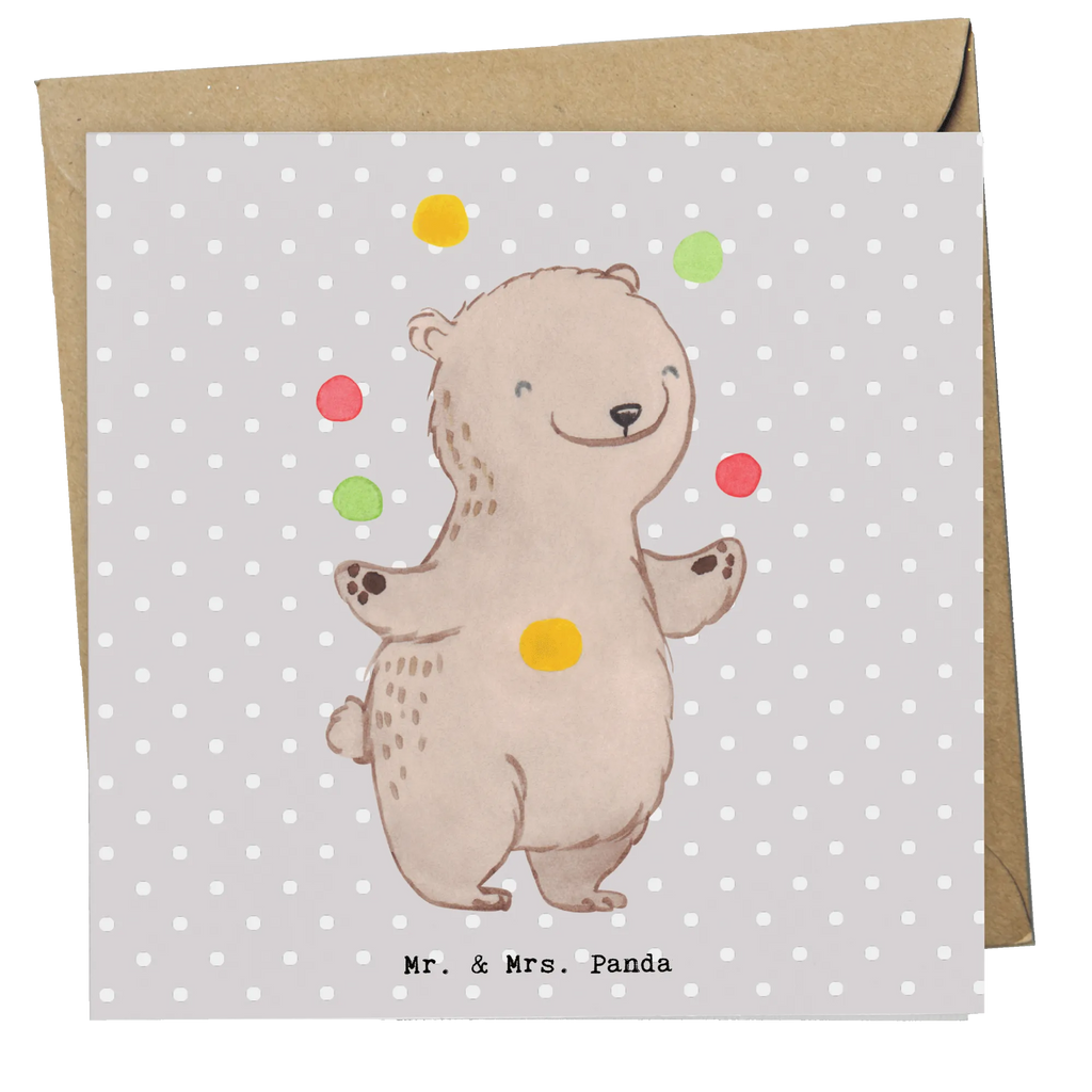 Deluxe Card bear Juggle Hochzeitskarte, Karte, Hochwertige Klappkarte, Klappkarte, Grußkarte, Einladungskarte, Geburtstagskarte, Glückwunschkarte, Hochwertige Grußkarte, Geschenk, Sport, Sportart, Hobby, Schenken, Danke, Dankeschön, Auszeichnung, Gewinn, Sportler, Jonglieren, Zirkus, Jongleur, Artistik