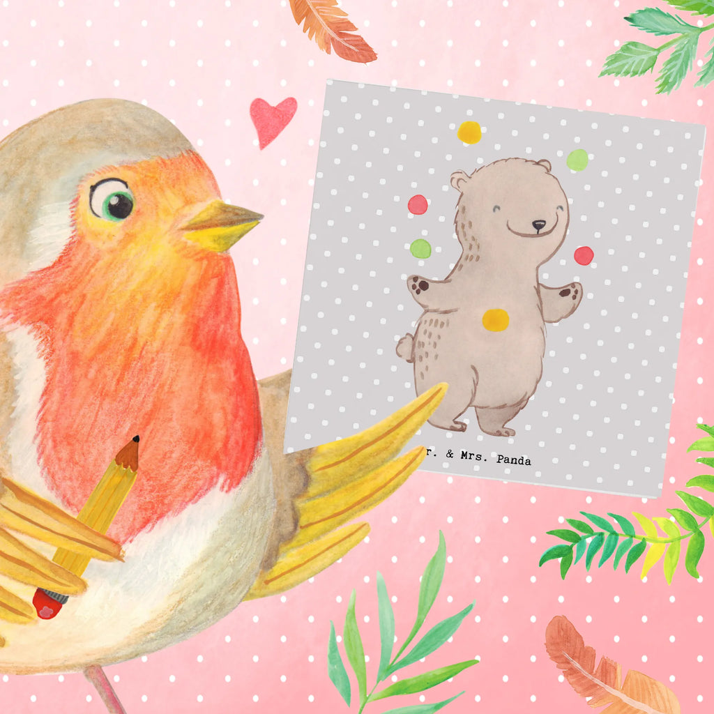 Deluxe Card bear Juggle Hochzeitskarte, Karte, Hochwertige Klappkarte, Klappkarte, Grußkarte, Einladungskarte, Geburtstagskarte, Glückwunschkarte, Hochwertige Grußkarte, Geschenk, Sport, Sportart, Hobby, Schenken, Danke, Dankeschön, Auszeichnung, Gewinn, Sportler, Jonglieren, Zirkus, Jongleur, Artistik