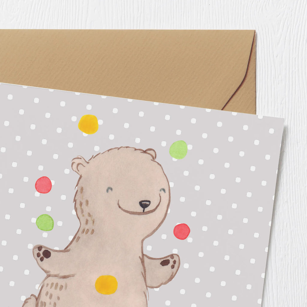 Deluxe Card bear Juggle Hochzeitskarte, Karte, Hochwertige Klappkarte, Klappkarte, Grußkarte, Einladungskarte, Geburtstagskarte, Glückwunschkarte, Hochwertige Grußkarte, Geschenk, Sport, Sportart, Hobby, Schenken, Danke, Dankeschön, Auszeichnung, Gewinn, Sportler, Jonglieren, Zirkus, Jongleur, Artistik
