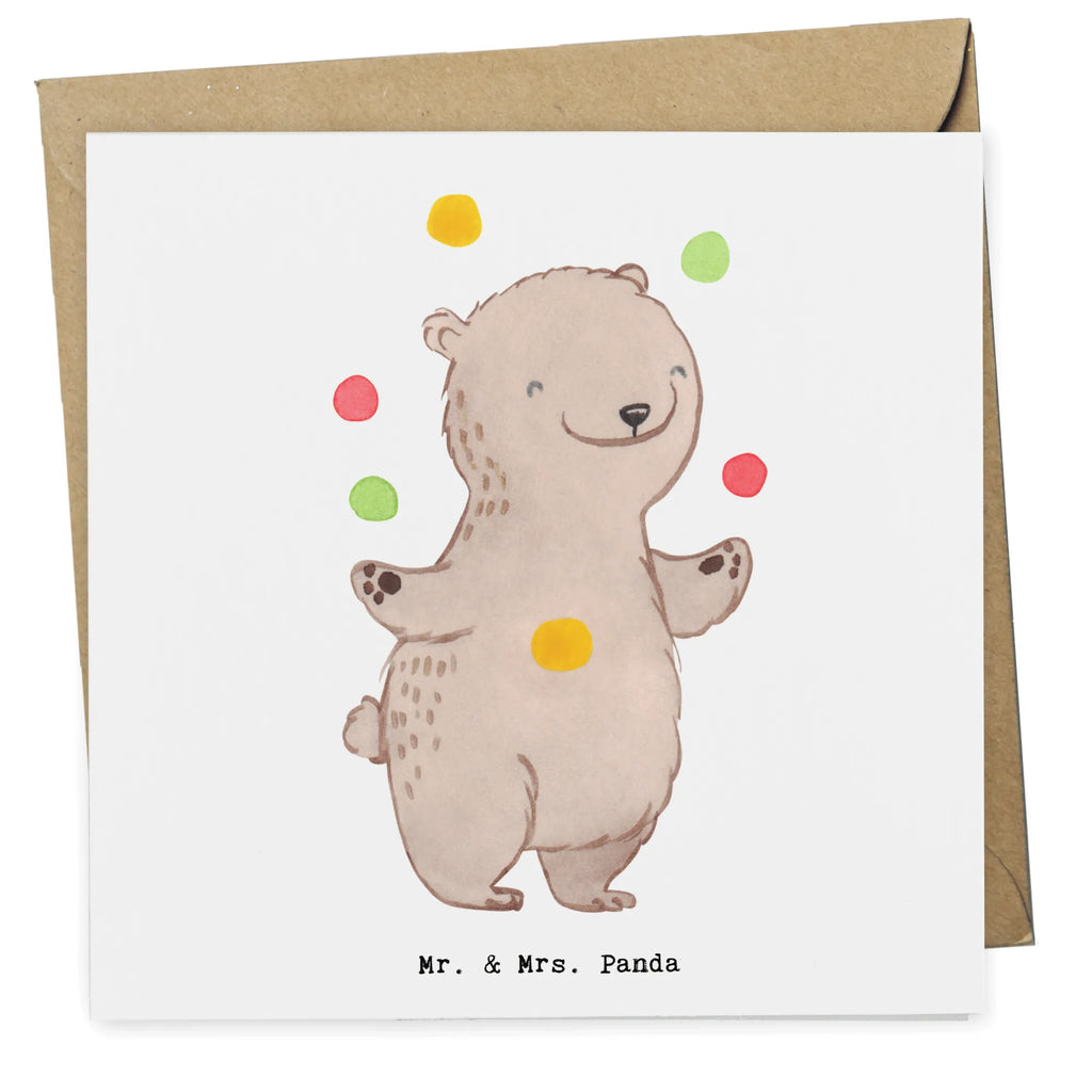 Deluxe Card bear Juggle Hochzeitskarte, Karte, Hochwertige Klappkarte, Klappkarte, Grußkarte, Einladungskarte, Geburtstagskarte, Glückwunschkarte, Hochwertige Grußkarte, Geschenk, Sport, Sportart, Hobby, Schenken, Danke, Dankeschön, Auszeichnung, Gewinn, Sportler, Jonglieren, Zirkus, Jongleur, Artistik