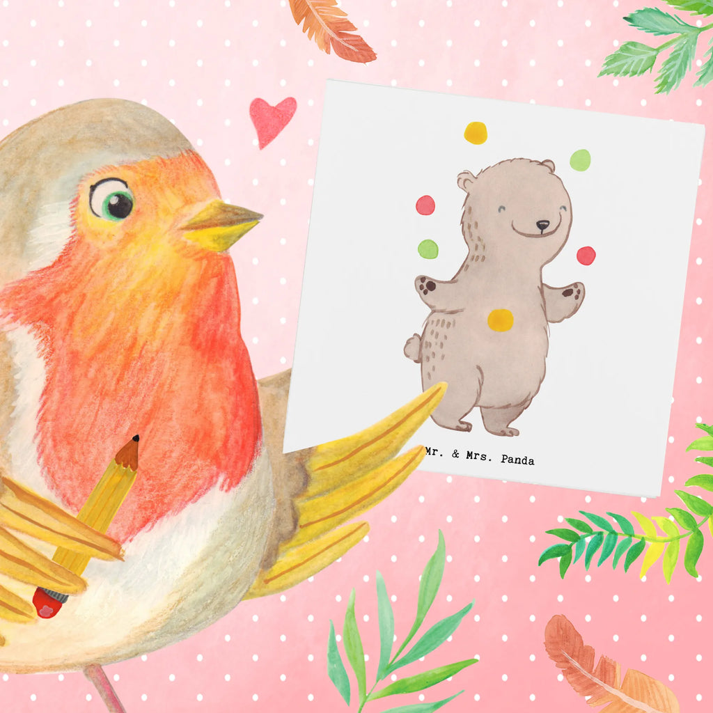 Deluxe Card bear Juggle Hochzeitskarte, Karte, Hochwertige Klappkarte, Klappkarte, Grußkarte, Einladungskarte, Geburtstagskarte, Glückwunschkarte, Hochwertige Grußkarte, Geschenk, Sport, Sportart, Hobby, Schenken, Danke, Dankeschön, Auszeichnung, Gewinn, Sportler, Jonglieren, Zirkus, Jongleur, Artistik