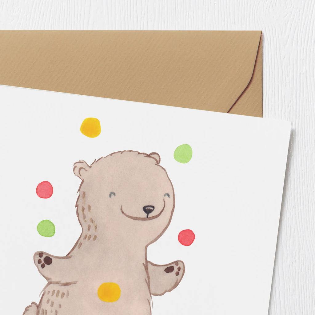 Deluxe Card bear Juggle Hochzeitskarte, Karte, Hochwertige Klappkarte, Klappkarte, Grußkarte, Einladungskarte, Geburtstagskarte, Glückwunschkarte, Hochwertige Grußkarte, Geschenk, Sport, Sportart, Hobby, Schenken, Danke, Dankeschön, Auszeichnung, Gewinn, Sportler, Jonglieren, Zirkus, Jongleur, Artistik