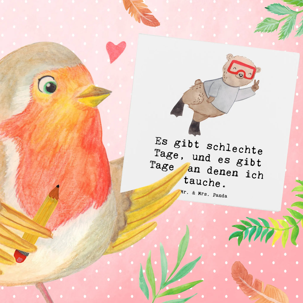 Deluxe Karte Bär Tauchen Glückwunschkarte, Klappkarte, Einladungskarte, Karte, Geburtstagskarte, Grußkarte, Hochwertige Grußkarte, Hochwertige Klappkarte, Hochzeitskarte, Geschenk, Sport, Sportart, Hobby, Schenken, Danke, Dankeschön, Auszeichnung, Gewinn, Sportler, schnorcheln, Diving, Tauchgang, Dive, Tauchschule, Tauchen