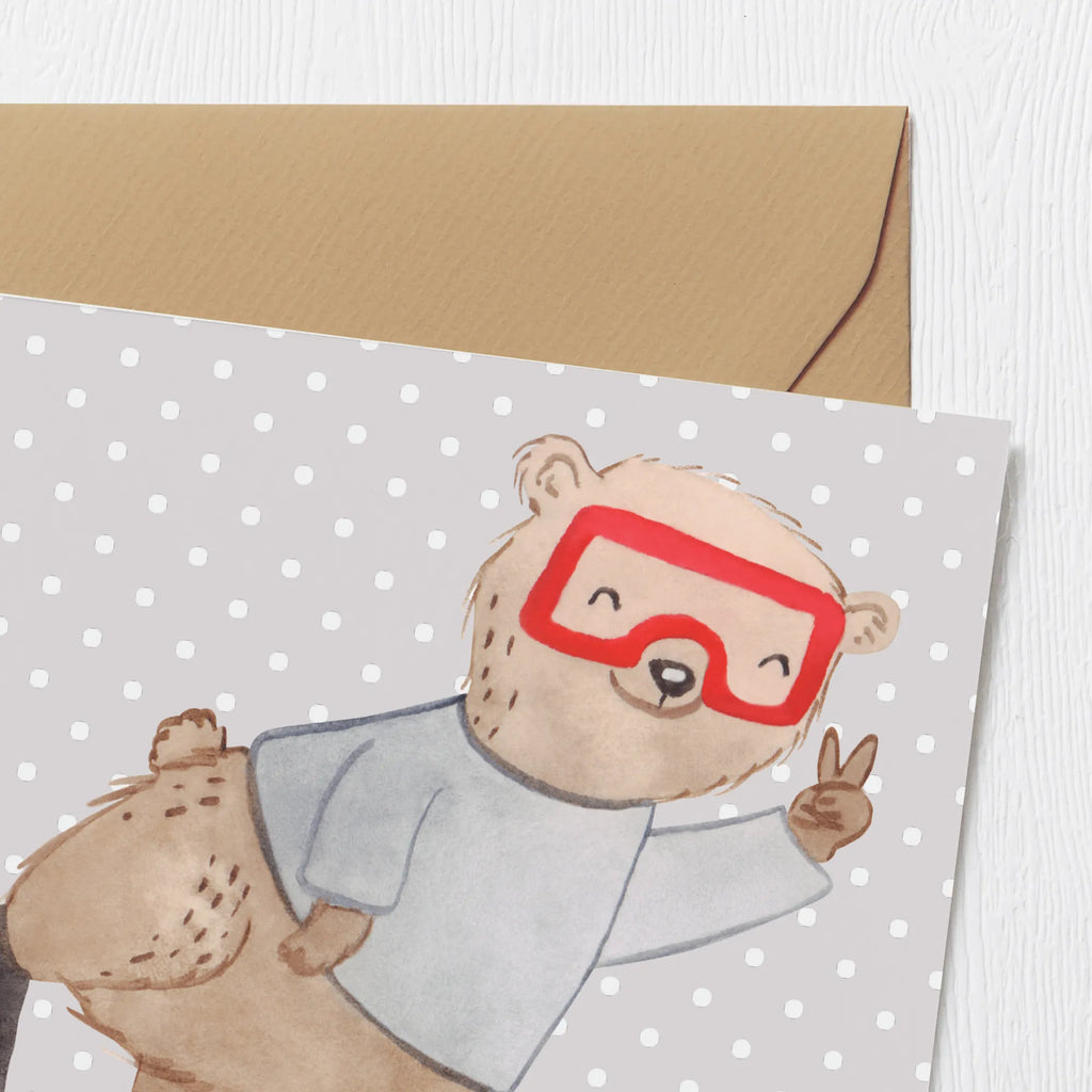 Deluxe Karte Bär Tauchen Glückwunschkarte, Klappkarte, Einladungskarte, Karte, Geburtstagskarte, Grußkarte, Hochwertige Grußkarte, Hochwertige Klappkarte, Hochzeitskarte, Geschenk, Sport, Sportart, Hobby, Schenken, Danke, Dankeschön, Auszeichnung, Gewinn, Sportler, schnorcheln, Diving, Tauchgang, Dive, Tauchschule, Tauchen