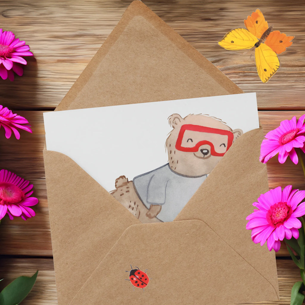 Deluxe Karte Bär Tauchen Glückwunschkarte, Klappkarte, Einladungskarte, Karte, Geburtstagskarte, Grußkarte, Hochwertige Grußkarte, Hochwertige Klappkarte, Hochzeitskarte, Geschenk, Sport, Sportart, Hobby, Schenken, Danke, Dankeschön, Auszeichnung, Gewinn, Sportler, schnorcheln, Diving, Tauchgang, Dive, Tauchschule, Tauchen