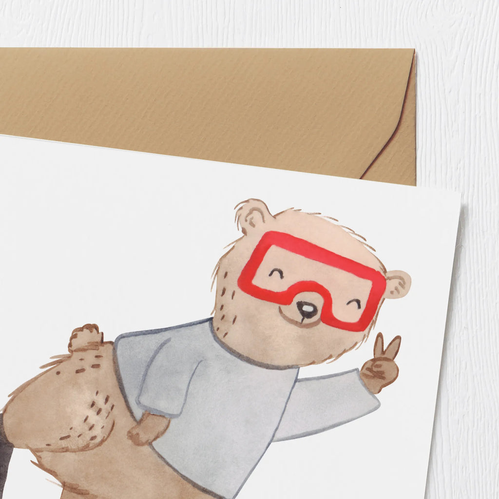 Deluxe Karte Bär Tauchen Glückwunschkarte, Klappkarte, Einladungskarte, Karte, Geburtstagskarte, Grußkarte, Hochwertige Grußkarte, Hochwertige Klappkarte, Hochzeitskarte, Geschenk, Sport, Sportart, Hobby, Schenken, Danke, Dankeschön, Auszeichnung, Gewinn, Sportler, schnorcheln, Diving, Tauchgang, Dive, Tauchschule, Tauchen